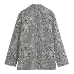Monochrome Zentangle Pattern Print Women's Cotton Blazer