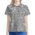 Monochrome Zentangle Pattern Print Women's Polo Shirt