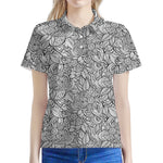 Monochrome Zentangle Pattern Print Women's Polo Shirt