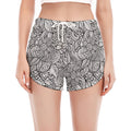 Monochrome Zentangle Pattern Print Women's Split Running Shorts