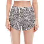 Monochrome Zentangle Pattern Print Women's Split Running Shorts