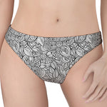 Monochrome Zentangle Pattern Print Women's Thong
