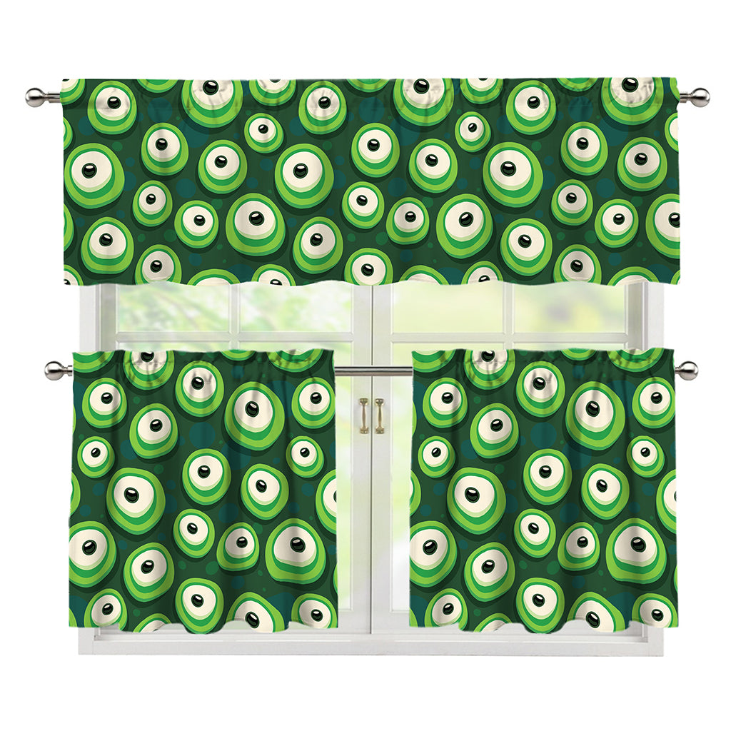 Monster Eyes Pattern Print 3 Piece Kitchen Curtains