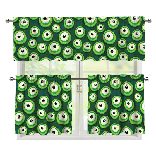 Monster Eyes Pattern Print 3 Piece Kitchen Curtains