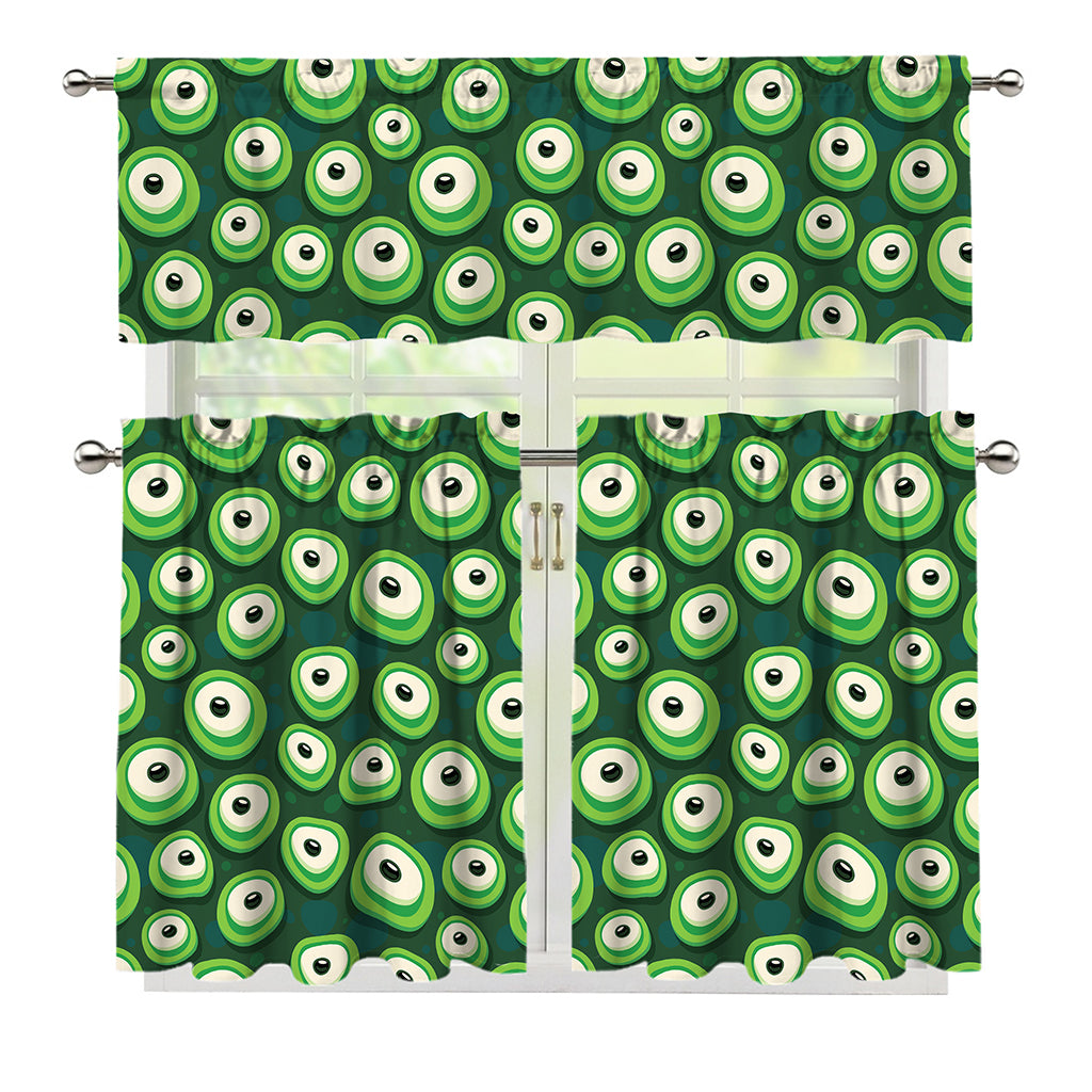 Monster Eyes Pattern Print 3 Piece Kitchen Curtains