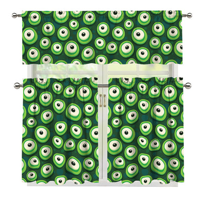 Monster Eyes Pattern Print 3 Piece Kitchen Curtains
