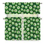 Monster Eyes Pattern Print 3 Piece Kitchen Curtains