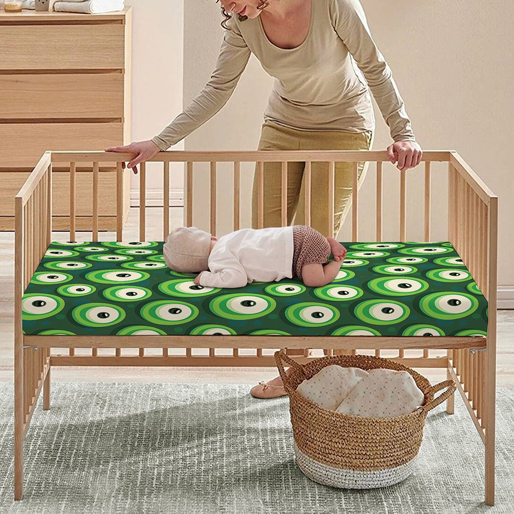Monster Eyes Pattern Print Baby Crib Sheet