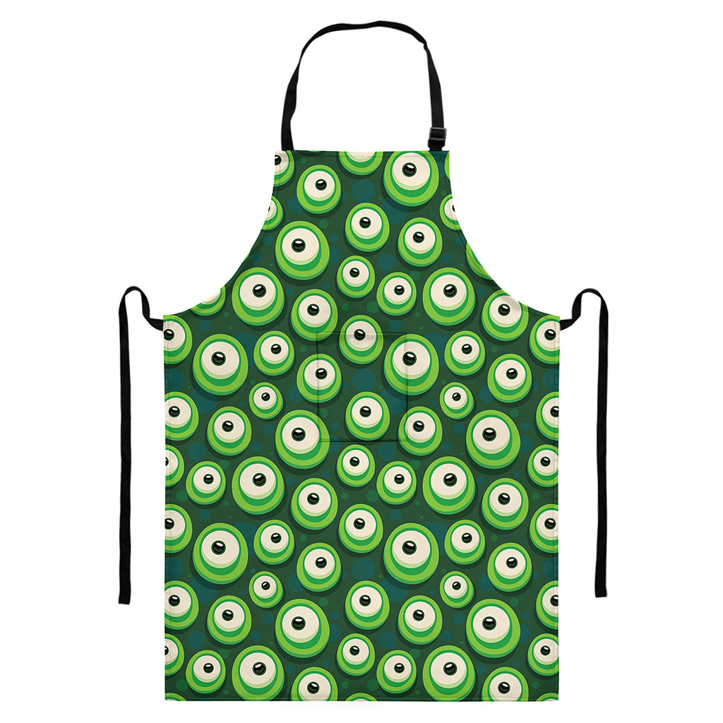 Monster Eyes Pattern Print Bib Apron With Pocket