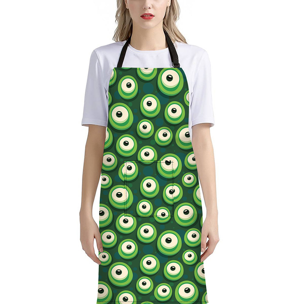 Monster Eyes Pattern Print Bib Apron With Pocket