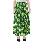 Monster Eyes Pattern Print Chiffon Maxi Skirt