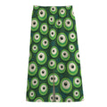 Monster Eyes Pattern Print Cotton Front Slit Maxi Skirt