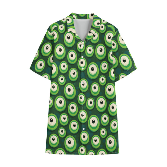 Monster Eyes Pattern Print Cotton Hawaiian Shirt