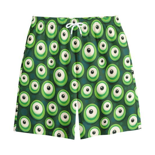 Monster Eyes Pattern Print Cotton Shorts