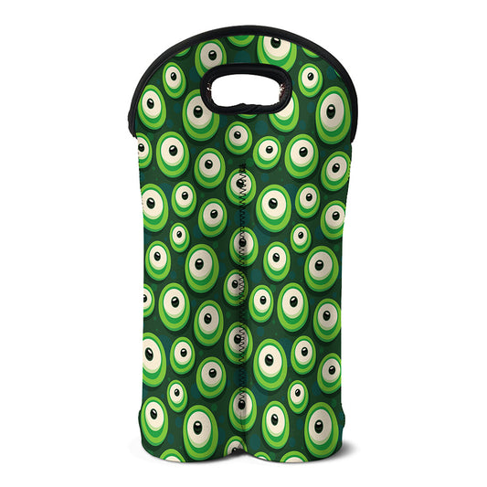 Monster Eyes Pattern Print Double Neoprene Wine Tote