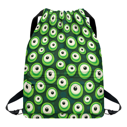 Monster Eyes Pattern Print Drawstring Backpack