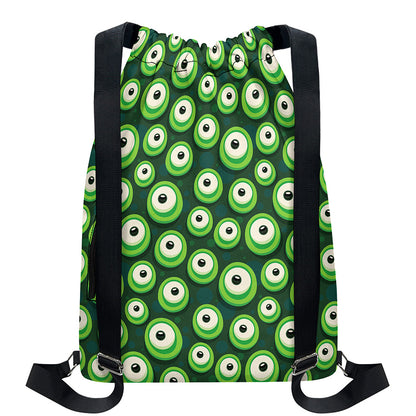 Monster Eyes Pattern Print Drawstring Backpack