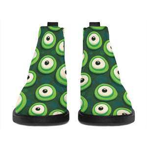 Monster Eyes Pattern Print Flat Ankle Boots