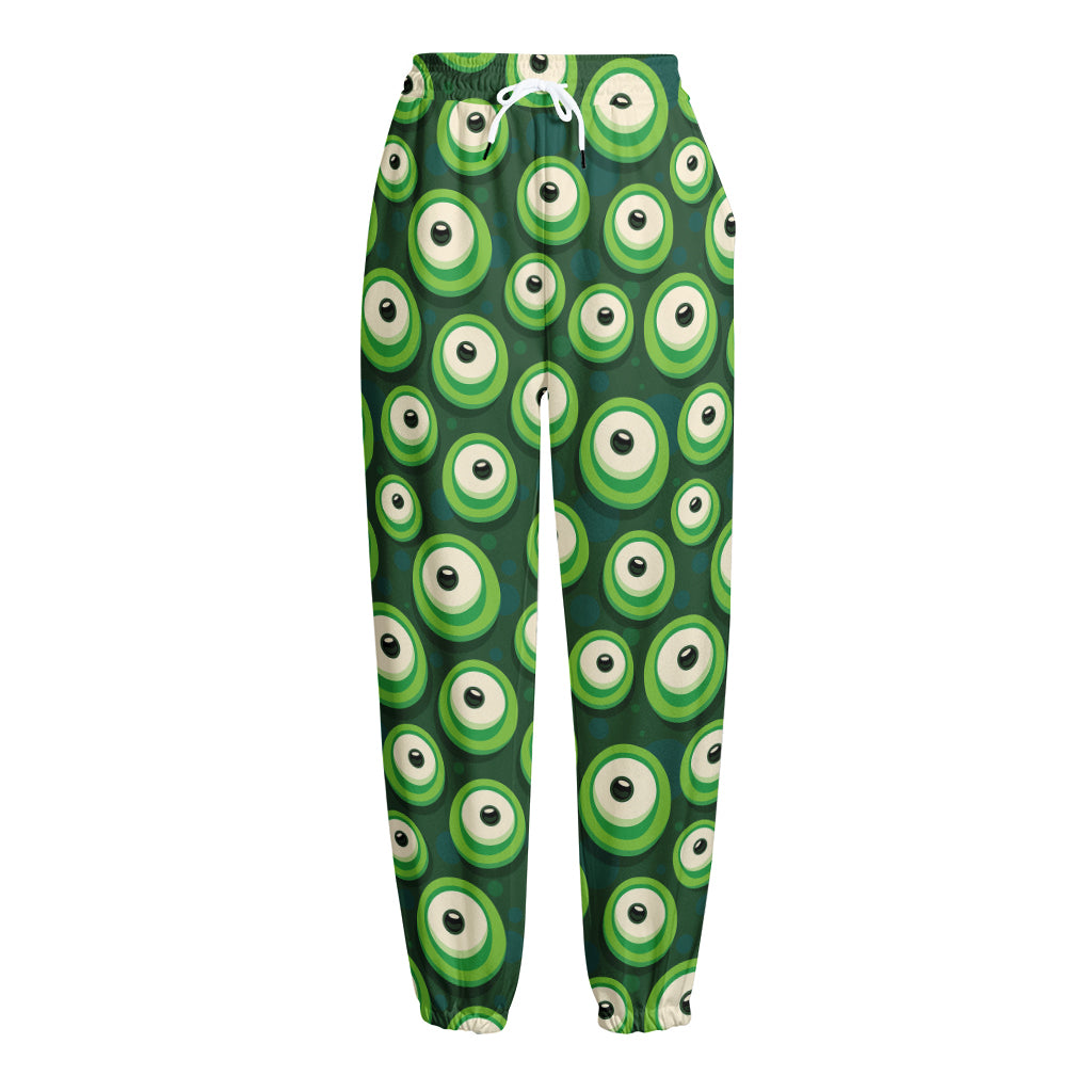 Monster Eyes Pattern Print Fleece Lined Knit Pants