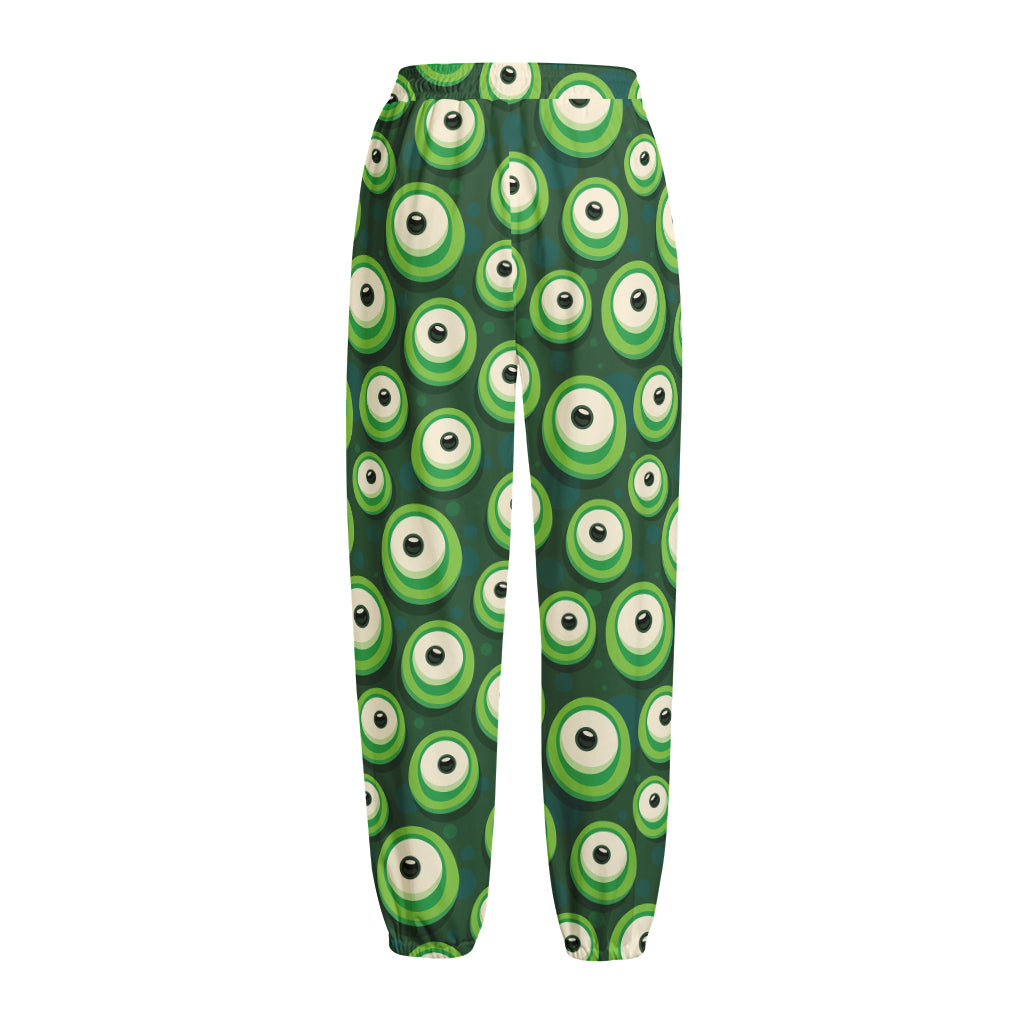 Monster Eyes Pattern Print Fleece Lined Knit Pants