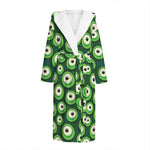 Monster Eyes Pattern Print Hooded Bathrobe