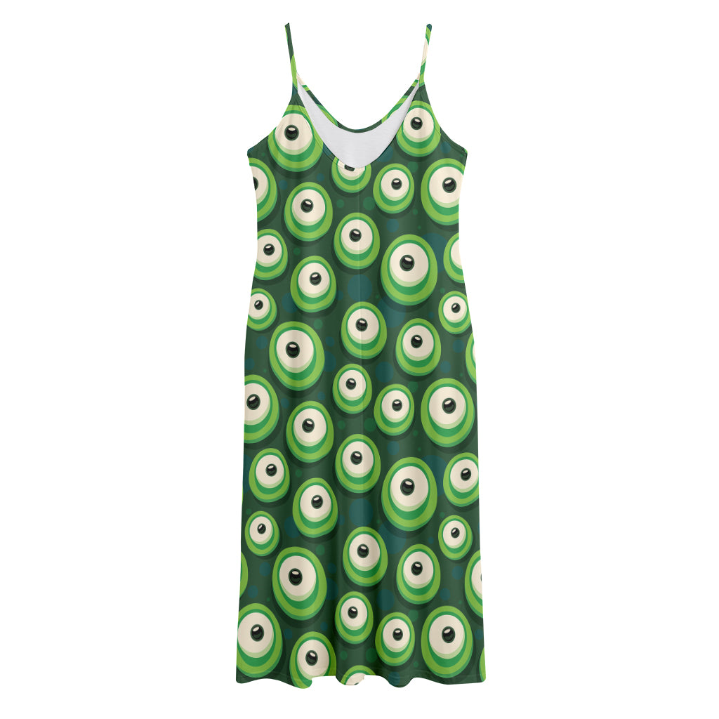Monster Eyes Pattern Print Jersey Midi Cami Dress