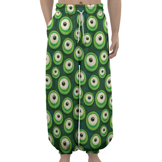 Monster Eyes Pattern Print Lantern Pants