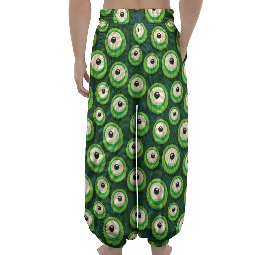 Monster Eyes Pattern Print Lantern Pants