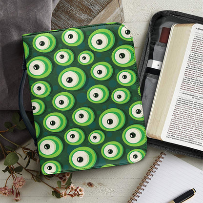 Monster Eyes Pattern Print Leather Bible Cover