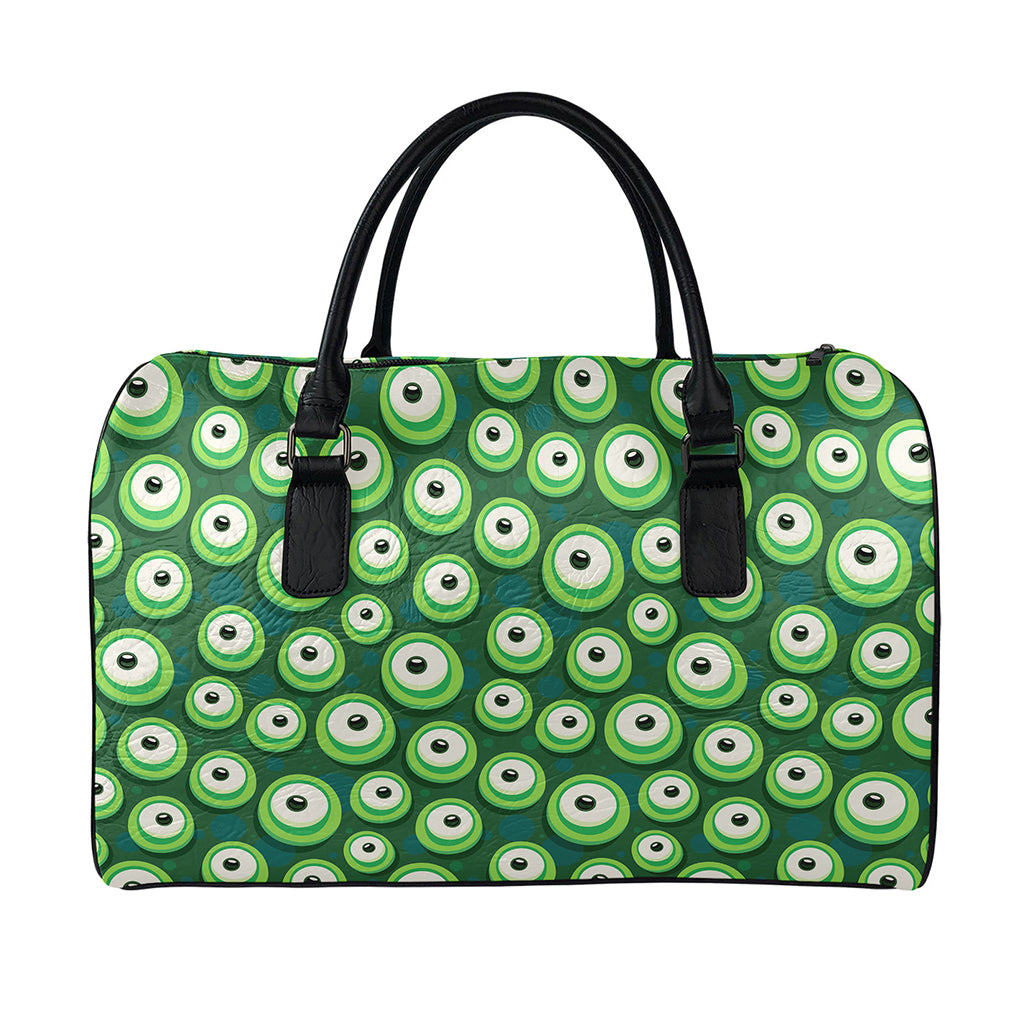 Monster Eyes Pattern Print Leather Duffle Bag