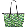 Monster Eyes Pattern Print Leather Tote Bag With Zipper