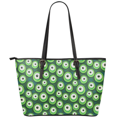 Monster Eyes Pattern Print Leather Tote Bag