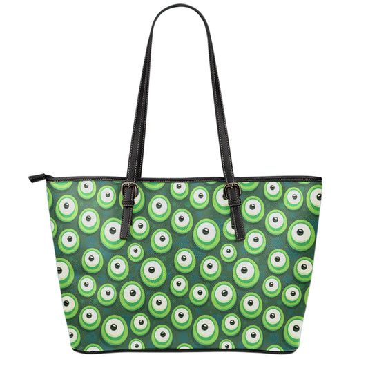 Monster Eyes Pattern Print Leather Tote Bag