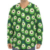 Monster Eyes Pattern Print Long Sleeve Baseball Jersey