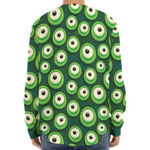 Monster Eyes Pattern Print Long Sleeve Baseball Jersey