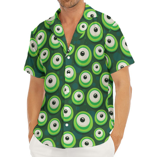 Monster Eyes Pattern Print Men's Deep V-Neck Shirt
