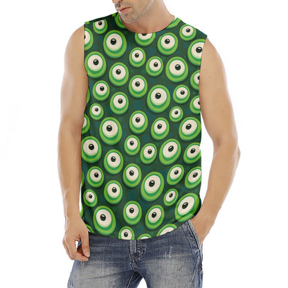 Monster Eyes Pattern Print Men's Fitness Tank Top