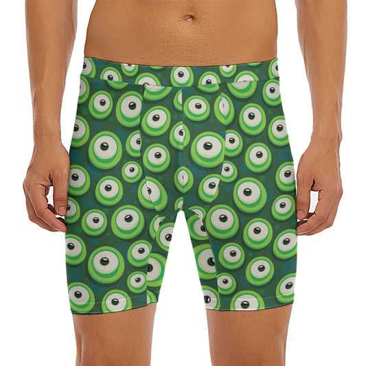 Monster Eyes Pattern Print Men's Long Boxer Briefs