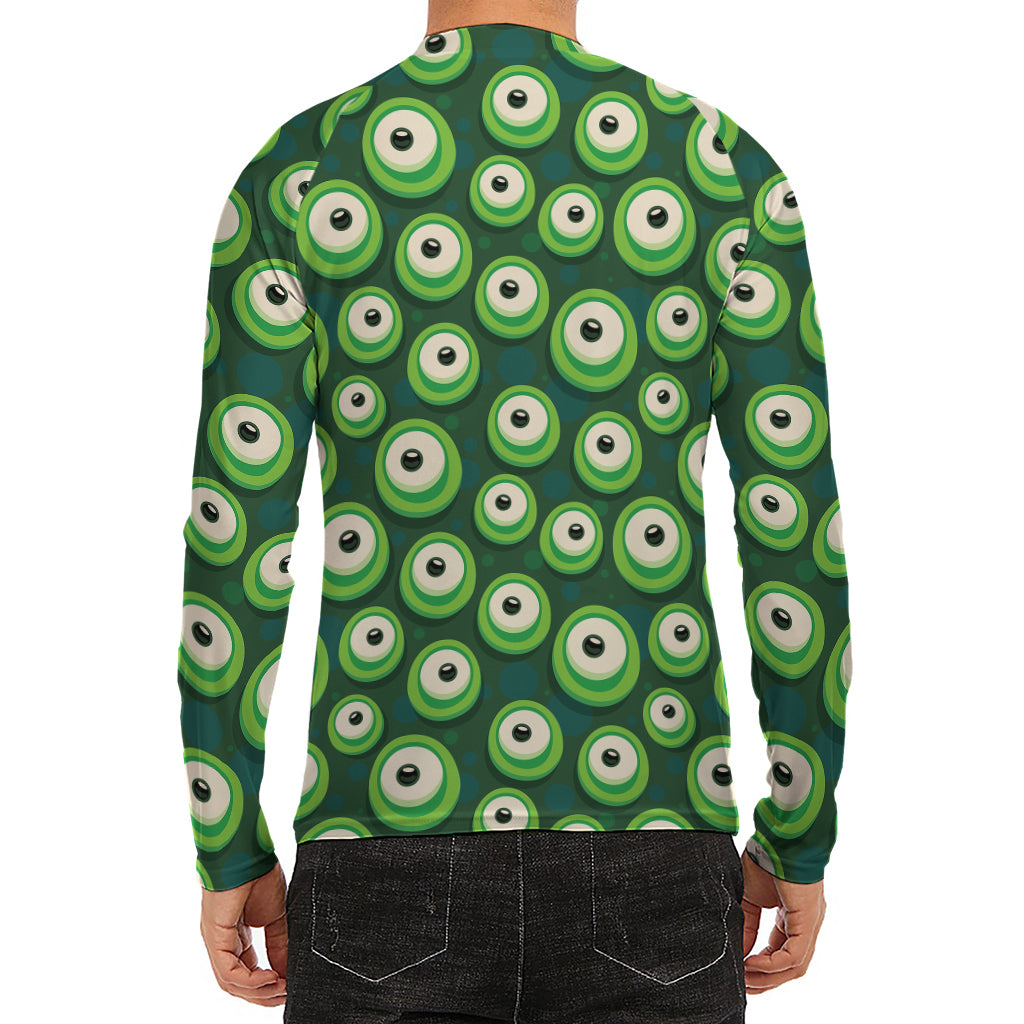 Monster Eyes Pattern Print Men's Long Sleeve Rash Guard