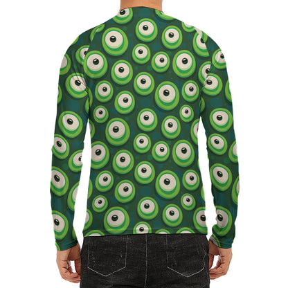Monster Eyes Pattern Print Men's Long Sleeve Rash Guard