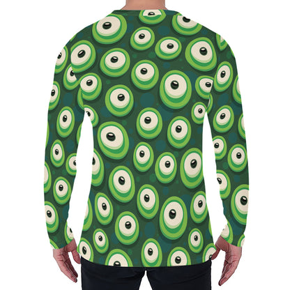 Monster Eyes Pattern Print Men's Long Sleeve T-Shirt