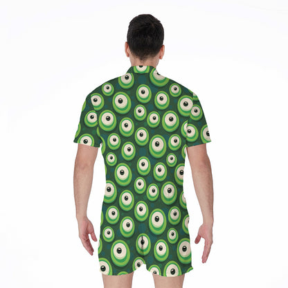 Monster Eyes Pattern Print Men's Rompers