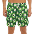 Monster Eyes Pattern Print Men's Split Running Shorts