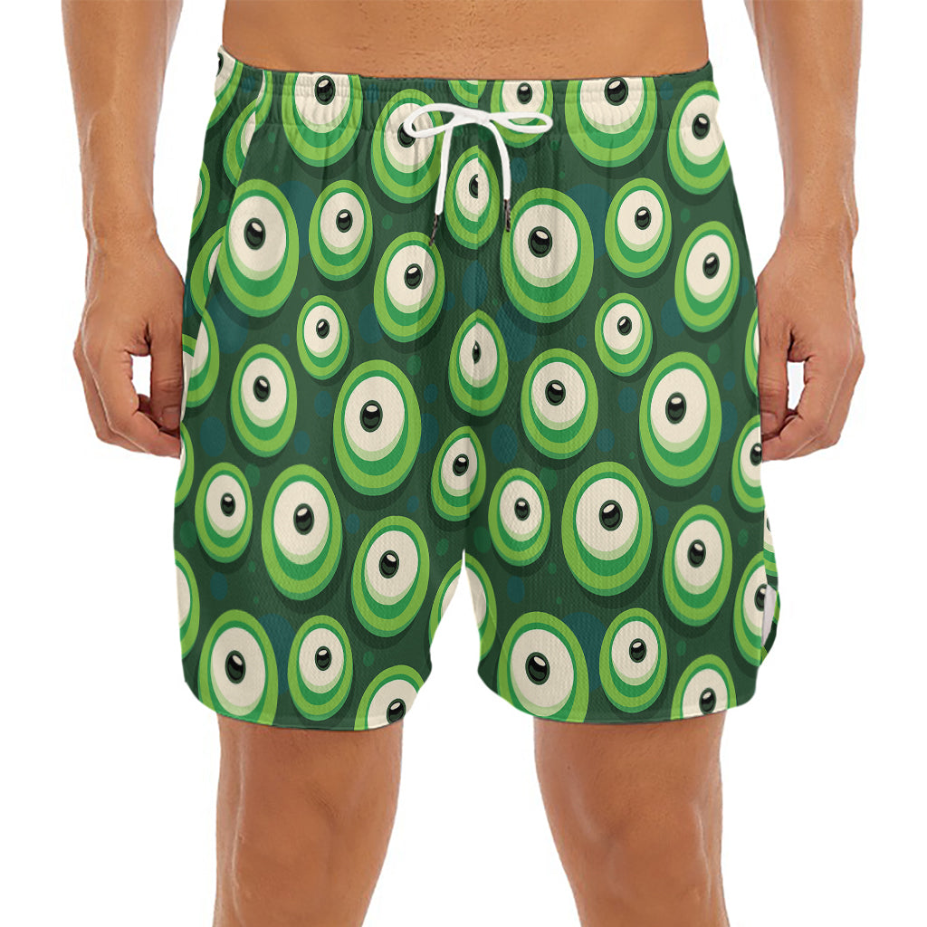 Monster Eyes Pattern Print Men's Split Running Shorts