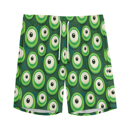 Monster Eyes Pattern Print Men's Sports Shorts