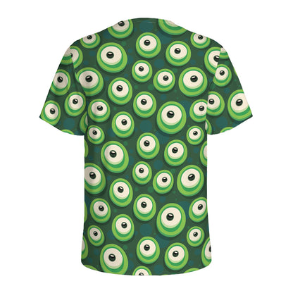 Monster Eyes Pattern Print Men's Sports T-Shirt
