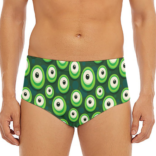 Monster Eyes Pattern Print Men's Triangle Swim Briefs