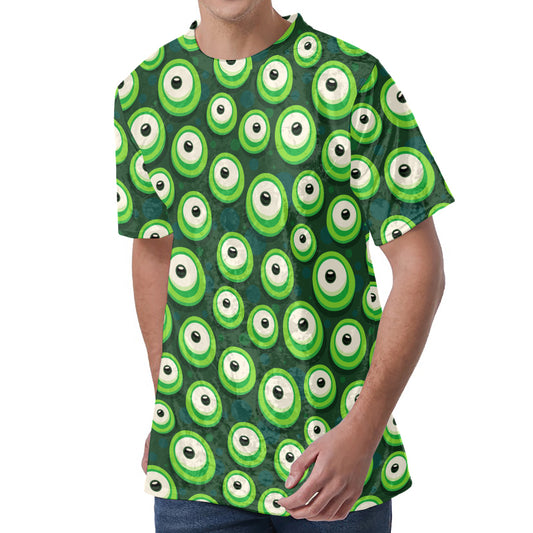 Monster Eyes Pattern Print Men's Velvet T-Shirt