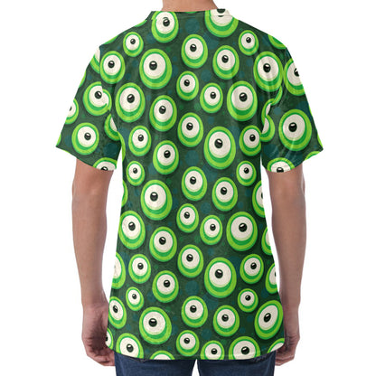 Monster Eyes Pattern Print Men's Velvet T-Shirt