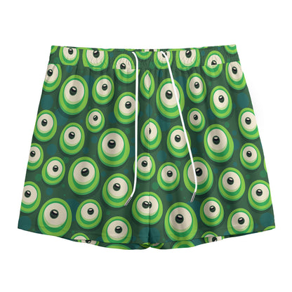 Monster Eyes Pattern Print Mesh Shorts
